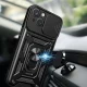 Hybrid Armor Camshield dėklas telefonui iPhone 15 Plus su kameros dangteliu ir stovu, mėlynas