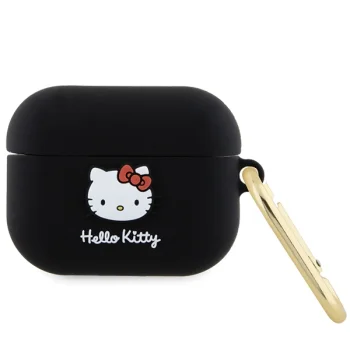 Hello Kitty Apple AirPods Pro dėklas Silicone 3D Kitty Head, juodas