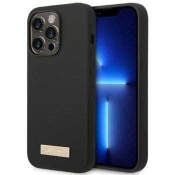Guess Silicone Logo Plate MagSafe Case for iPhone 14 Pro Max - Black