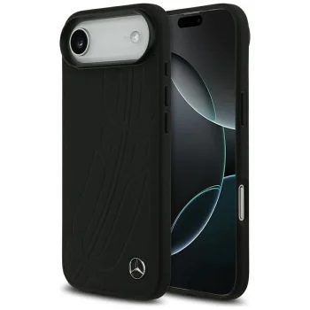 Mercedes Leather Large Laurel Leave MagSafe dėklas telefonui iPhone Air, juodas