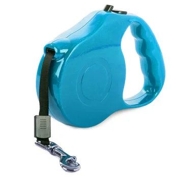 Retractable Tape Dog Leash with Lock, 5m, up to 15kg, Blue