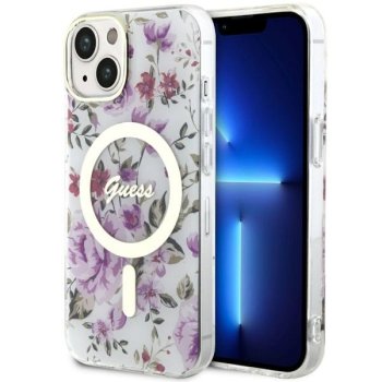Guess iPhone 14 Plus Case Flower MagSafe, Transparent