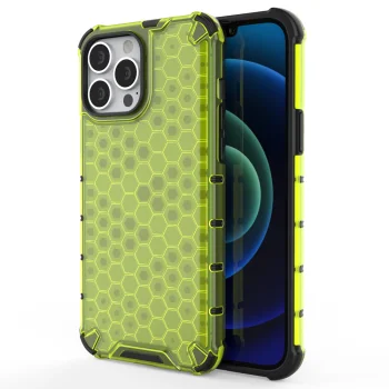 Honeycomb Armor Case with TPU Bumper for iPhone 13 Pro Max, Green