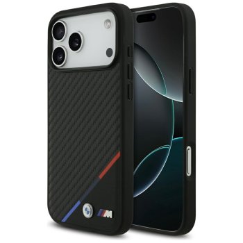 BMW M Carbon Tricolor Line MagSafe dėklas iPhone 17 Pro Max, juodas