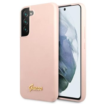 Guess Silicone Script dėklas Galaxy S22+ S906, Rausvas