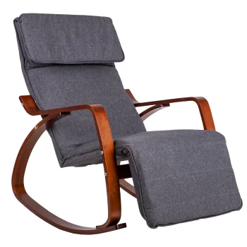 ModernHome Rocking Chair with Adjustable Footrest Grey/Walnut