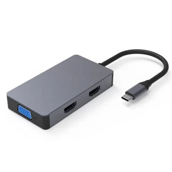 Extra Digital USB-C Adapter (5-in-1) 2x HDMI, VGA, USB-A, PD 60W, Space Gray