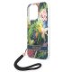 Guess Flower Strap dėklas iPhone 14 Pro telefonui su dirželiu, mėlynas
