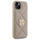 DKNY dėklas iPhone 15 Plus telefonui Quilted Stack Logo, smėlio spalvos
