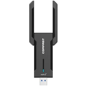 Wi-Fi USB adapteris 5374Mbps, Tri-Band 2.4GHz, 5GHz, 6GHz, USB 3.0, juodas