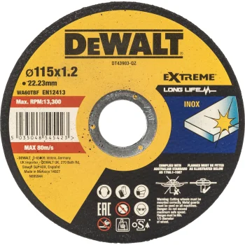 Pjovimo diskas DeWalt DT43903-QZ EXTREME 115 x 1.2 x 22.23 mm