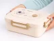Bento Lunch Box with 3 Compartments and Utensils, Food Container for Adults Work School, Beige