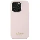 Guess Silicone Script Metal Logo & Frame dėklas iPhone 16 Pro Max, rožinis