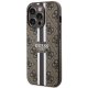 Guess iPhone 14 Pro dėklas 4G Printed Stripes MagSafe, rudas