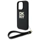 DKNY dėklas, skirtas iPhone 16 Pro Max su rankos dirželiu, juodas
