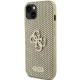 Guess Perforated 4G Glitter dėklas, skirtas iPhone 15, auksinis