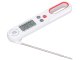 Folding Kitchen Thermometer with LCD Display for Meat and Liquids, White