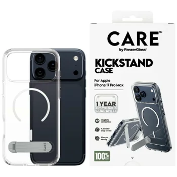 PanzerGlass iPhone 17 Pro Max Case Feature Case with Kickstand & MagSafe, Clear