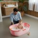 ECOTOYS sulankstoma kūdikių vonelė su temperatūros jutikliu, rožinė