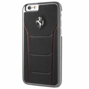 Ferrari GT 458 odinis dėklas iPhone 6/6S, Juodas su raudonomis siūlėmis