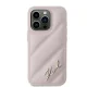 Karl Lagerfeld dėklas iPhone 15 Pro telefonui Diagonal Quilted Script, rožinis