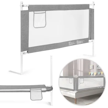 Ecotoys lovos apsauginis barjeras vaikams, 150 cm, pilka/balta