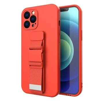 iPhone 11 Pro dėklas su reguliuojama virvele ant kaklo, raudonas
