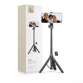Tech-Protect L03S Bluetooth Selfie Stick Tripod with Remote, Black