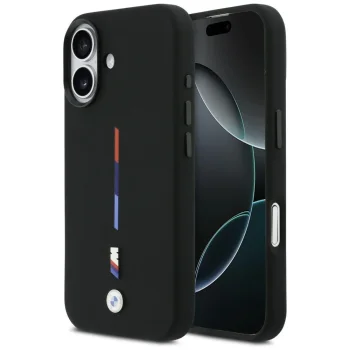 BMW M Silicon Tricolor Line MagSafe Phone Case Cover iPhone 17 - Black