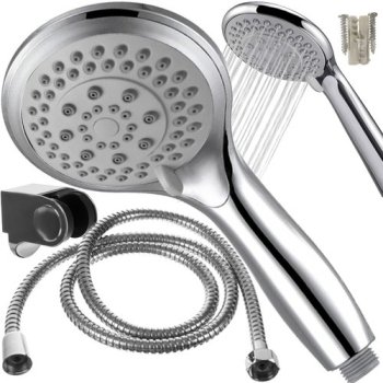 Ruhhy 22006 Shower Set with Handheld Showerhead, Hose and Holder, Silver