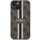 Guess iPhone 14 Plus dėklas 4G Printed Stripes MagSafe, rudas
