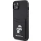 Karl Lagerfeld dėklas iPhone 15 telefonui Saffiano Cardslot Karl&Choupette, juodas