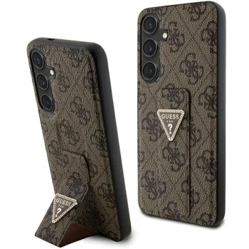 Guess Samsung Galaxy S24 dėklas Grip Stand 4G Triangle Strass, rudas