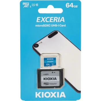 Kioxia Exceria microSDXC 64GB Class 10 UHS-I atminties kortelė su adapteriu