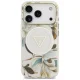 Guess IML Glitter Flowers Triangle MagSafe dėklas iPhone 17 Pro Max, baltas