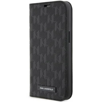 Karl Lagerfeld dėklas iPhone 14 Pro telefonui Saffiano Monogram, juodas