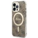 Guess 4G Print MagSafe dėklas ir įkroviklis iPhone 13 Pro, rudas