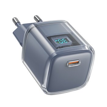 Acefast A53 GaN USB-C įkroviklis 30W su ekranu, pilkas