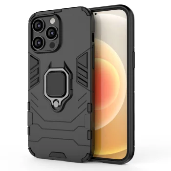 Dėklas iPhone 14 Pro Max Ring Armor su žiedu, juodas