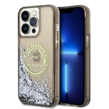 Karl Lagerfeld Liquid Glitter RSG dėklas, skirtas iPhone 14 Pro Max, juodas