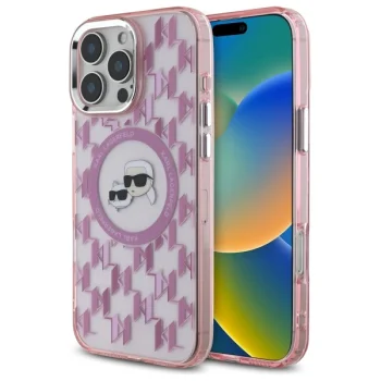 Karl Lagerfeld IML Monogram MagSafe dėklas iPhone 16 Pro telefonui, rožinis
