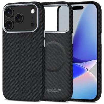 Tech-Protect Ion Carbon MagSafe Phone Case Cover iPhone 17 Pro - black and silver