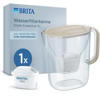Brita Style Essential XL vandens filtravimo ąsotis 3.6 l su MAXTRA PRO, smėlio spalvos
