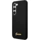 Guess Samsung Galaxy S23 dėklas Silicone Vintage Gold Logo, juodas