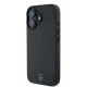 Mercedes dėklas iPhone 16 telefonui Textured And Plain Leather MagSafe, juodas