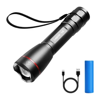 LEPRO 120024 USB LED rankinis žibintuvėlis, 1000 lm, Zoom, juodas