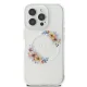 Guess dėklas iPhone 16 Pro telefonui IML Flowers Wreath MagSafe, skaidrus