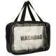 Set of 3 Clear Waterproof Travel Toiletry Bags, Makeup Organizer Pouches, Black