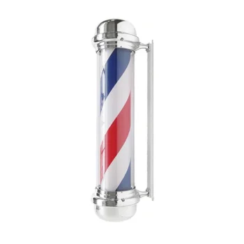 Gabbiano BB-02 didelis šviečiantis kirpyklos stulpas (Barber Pole), sidabrinis