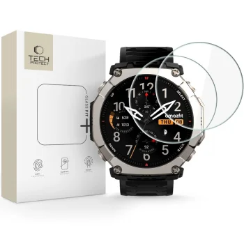 Apsauginis stiklas Tech-Protect Glass Fit+ 2-Pack skirtas Amazfit T-Rex Ultra 2, 9H, 0.3 mm, 2 vnt.